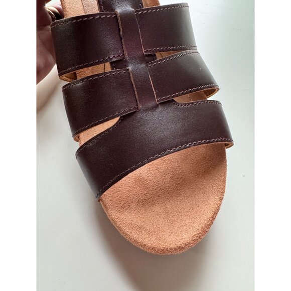 New! Vionic Hoola Tawny T-strap Wedge Platform Sandal, 9.5 wide, brown leather - Picture 9 of 15